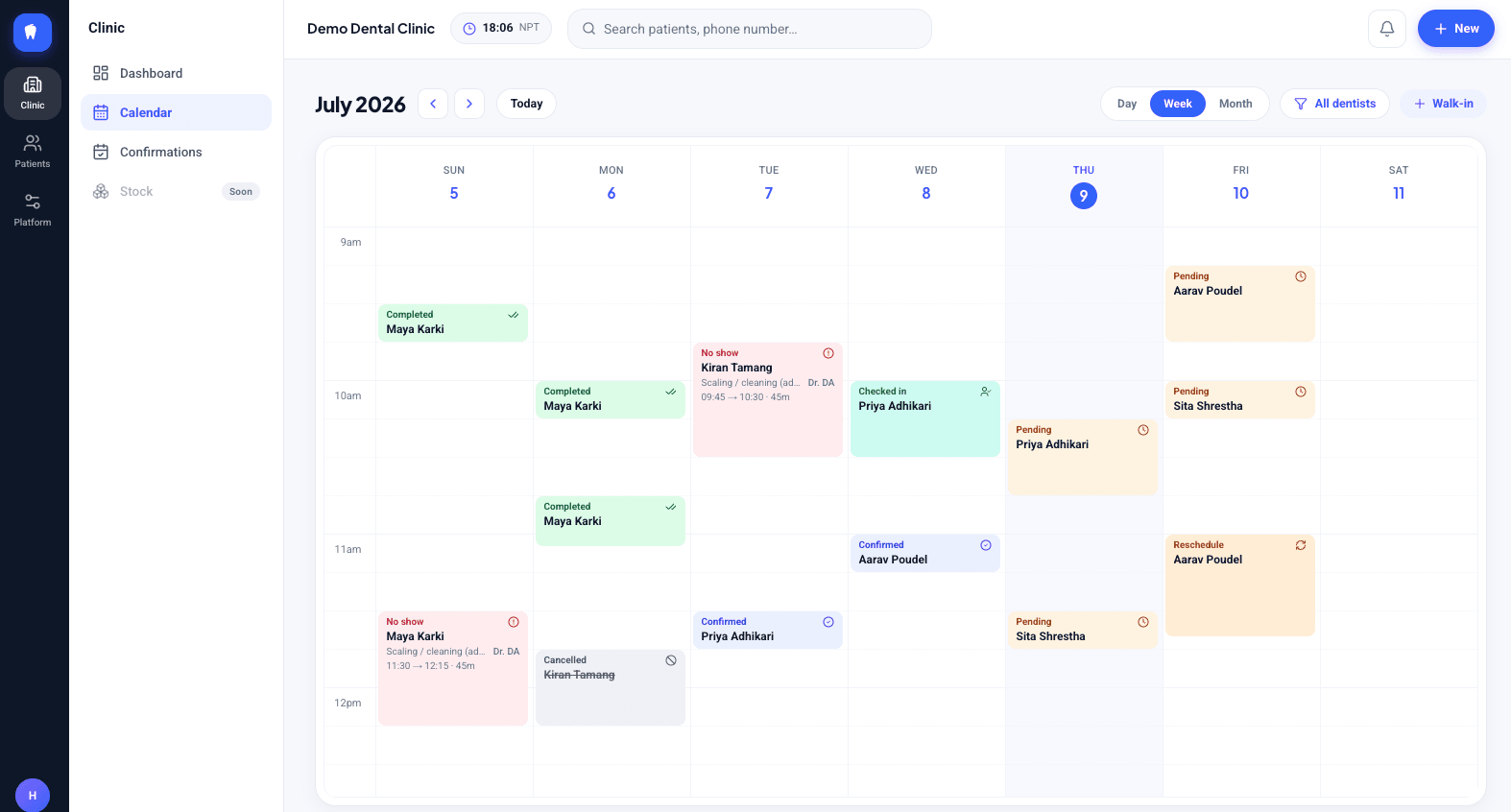 Appointment calendar