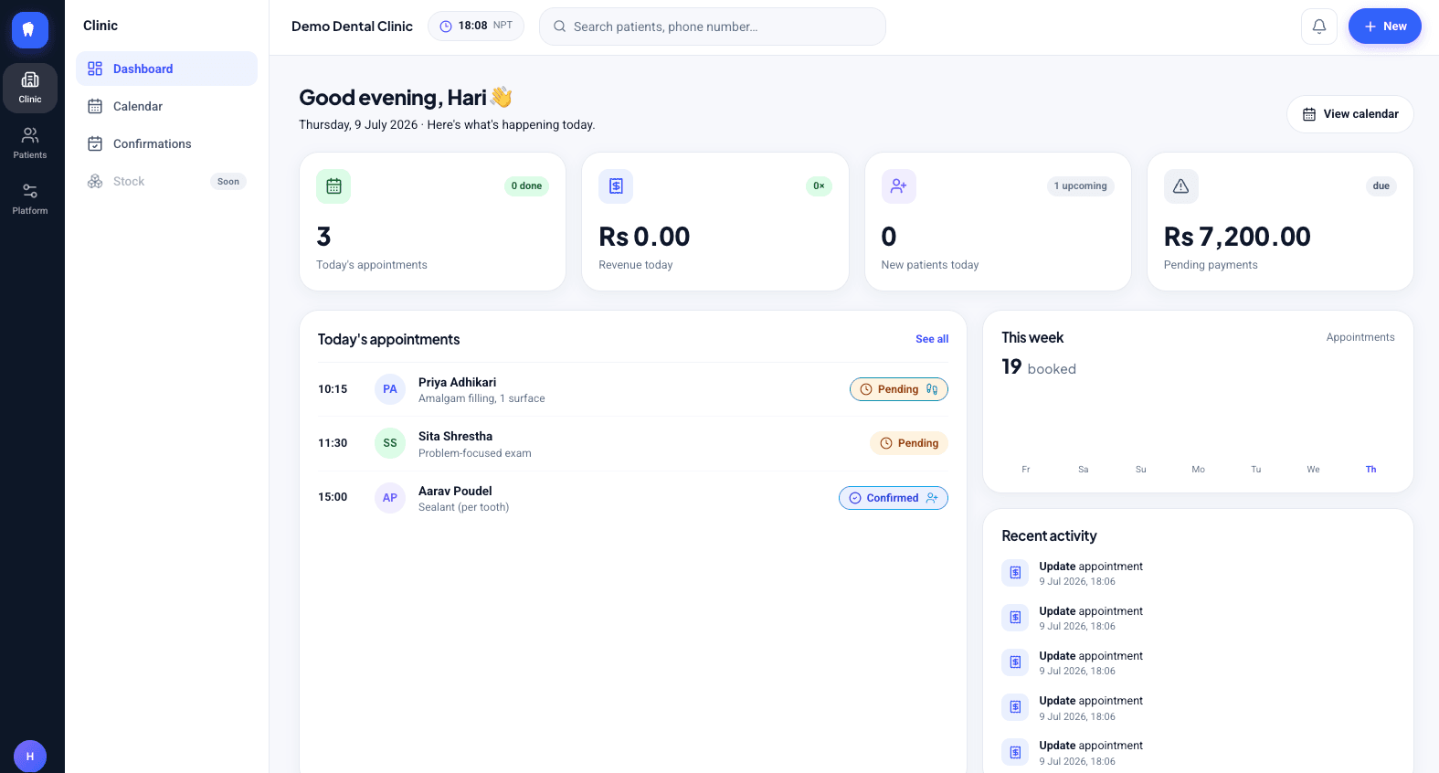 ODent dashboard